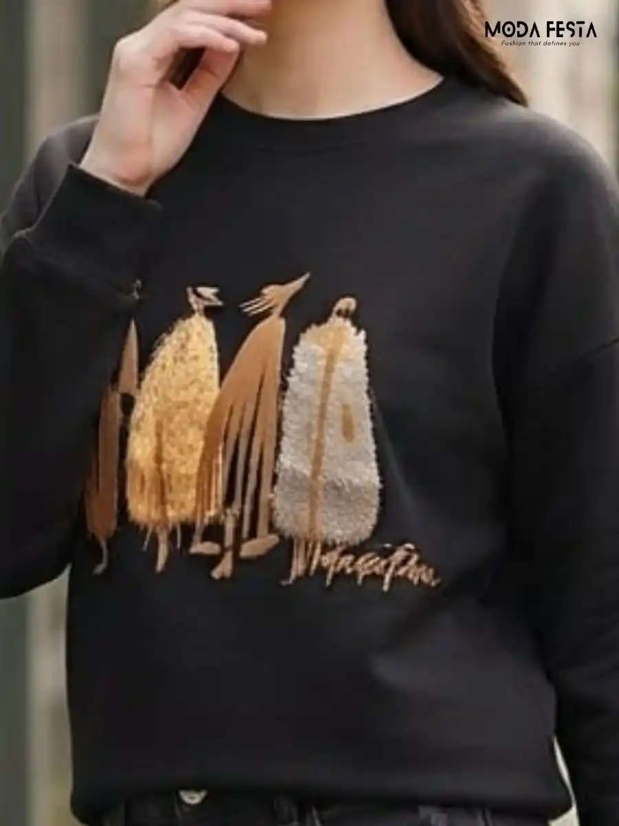 ModaFesta -black-graphic-print-oversized-t-shirt
