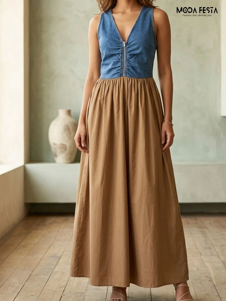 Urban Chic Zip-Front Maxi Dress