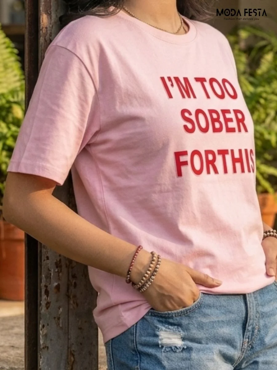 ModaFesta -bold-text-pink-tshirt