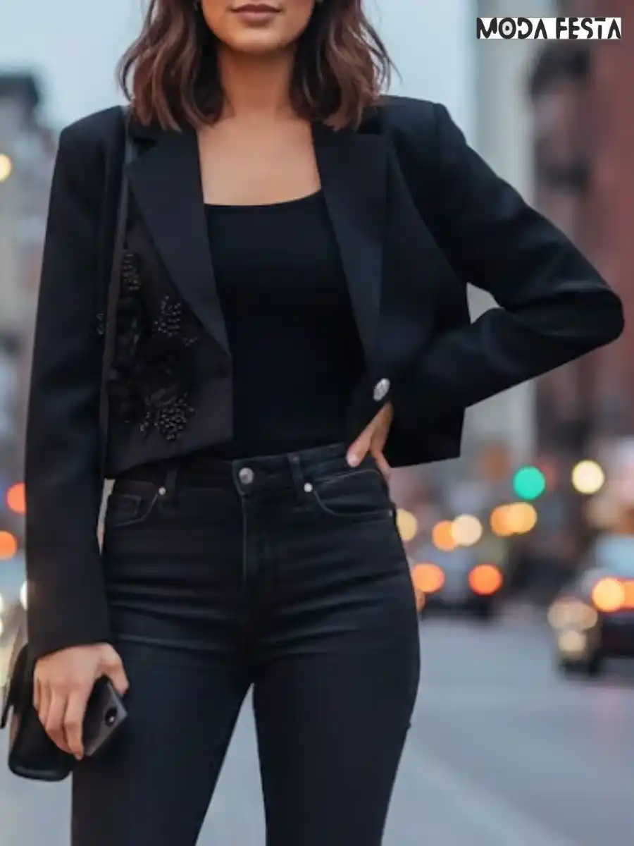 ModaFesta -elegant-party-wear-blazer-with-flower-black