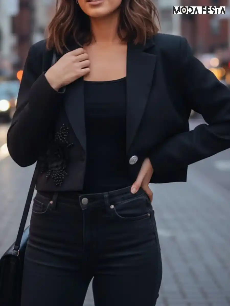 ModaFesta -elegant-party-wear-blazer-with-flower-black