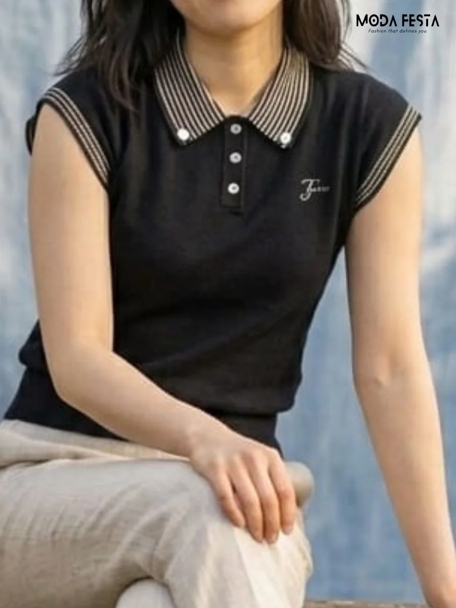 ModaFesta -striped-collar-knit-polo