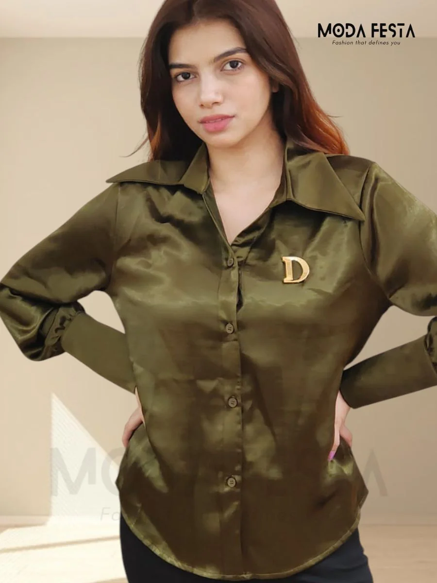 ModaFesta -green-satin-shirt-formal-wear-for-women