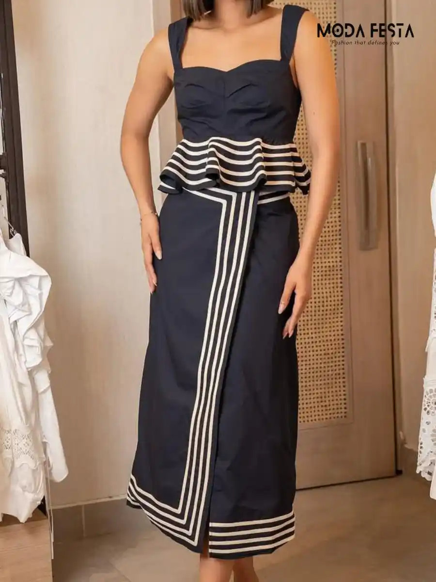 Peplum Top  Wrap Skirt Coord Set