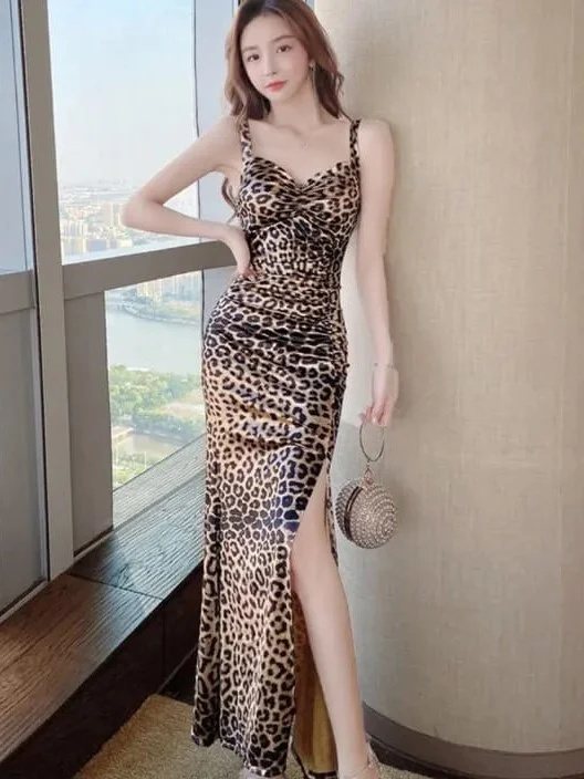 ModaFesta -cheetah-printed-slit-dress