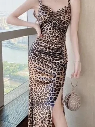 ModaFesta -cheetah-printed-slit-dress