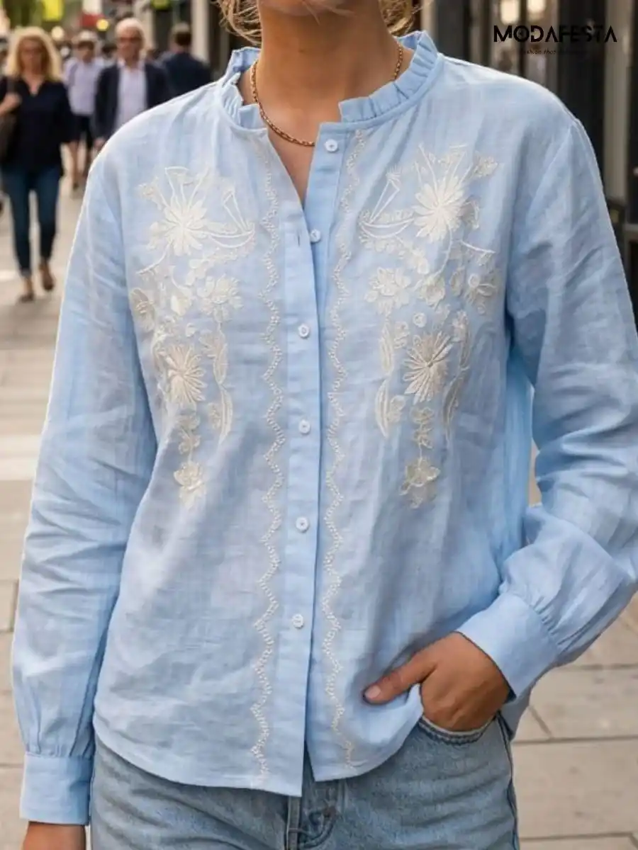 ModaFesta -elegant-floral-embroidered-design-shirt-sky-blue