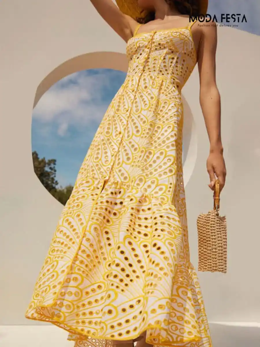 ModaFesta -elegant-embroidered-dress-yellow