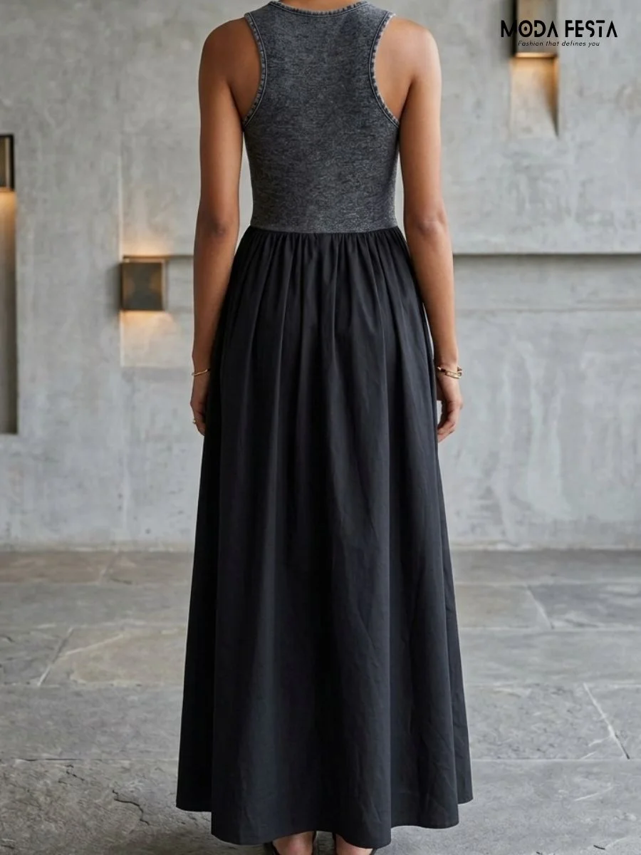 ModaFesta -urban-chic-zip-front-maxi-dress-black