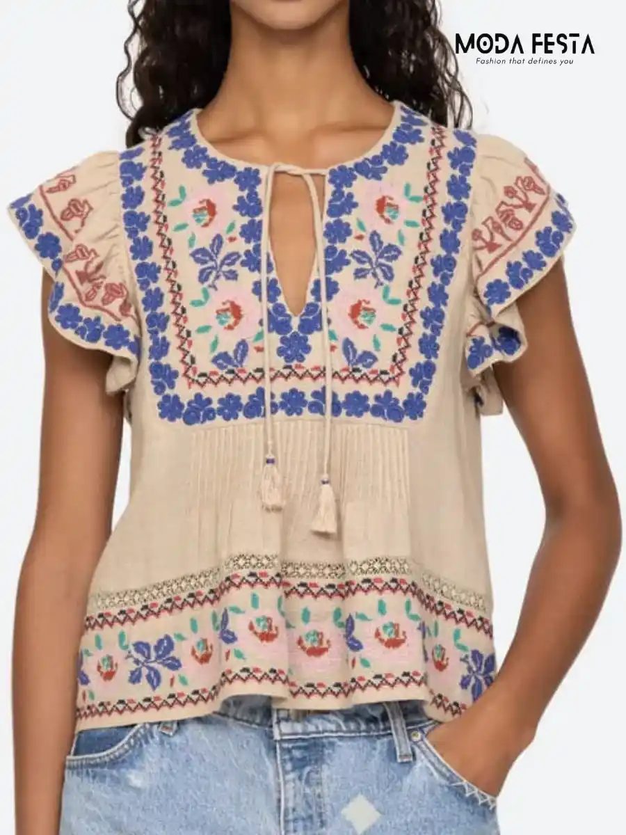 Multicolored Embroidery Top