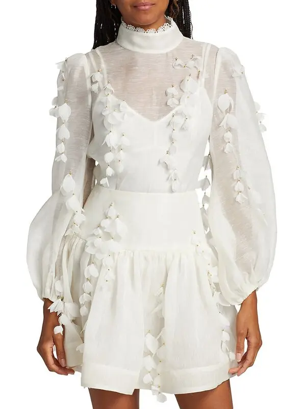 ModaFesta -long-sleeve-mini-dress-white-patchwork-flower