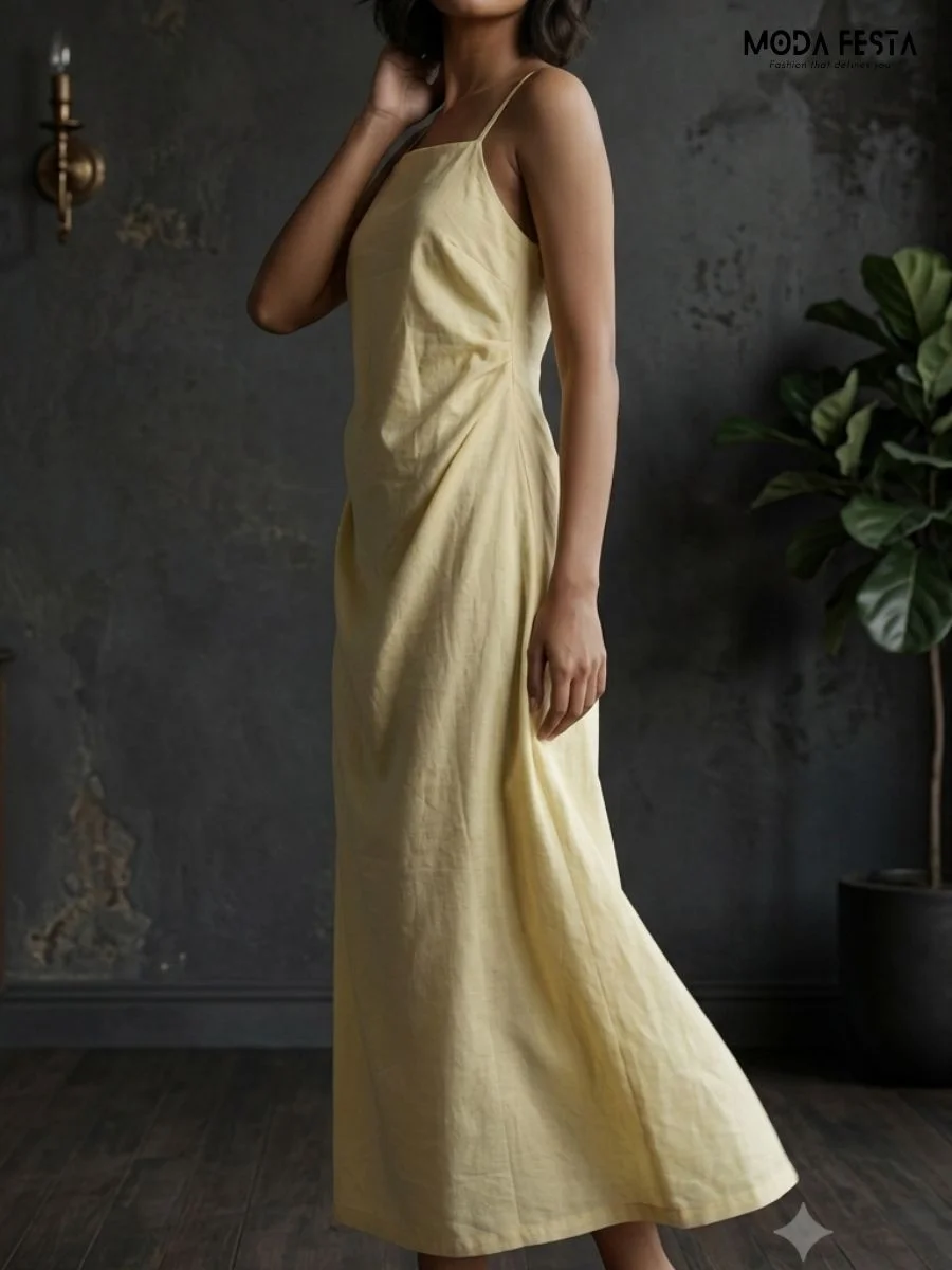 ModaFesta -sleeveless-midi-dress-spaghetti-midi-dress-square-neckline
