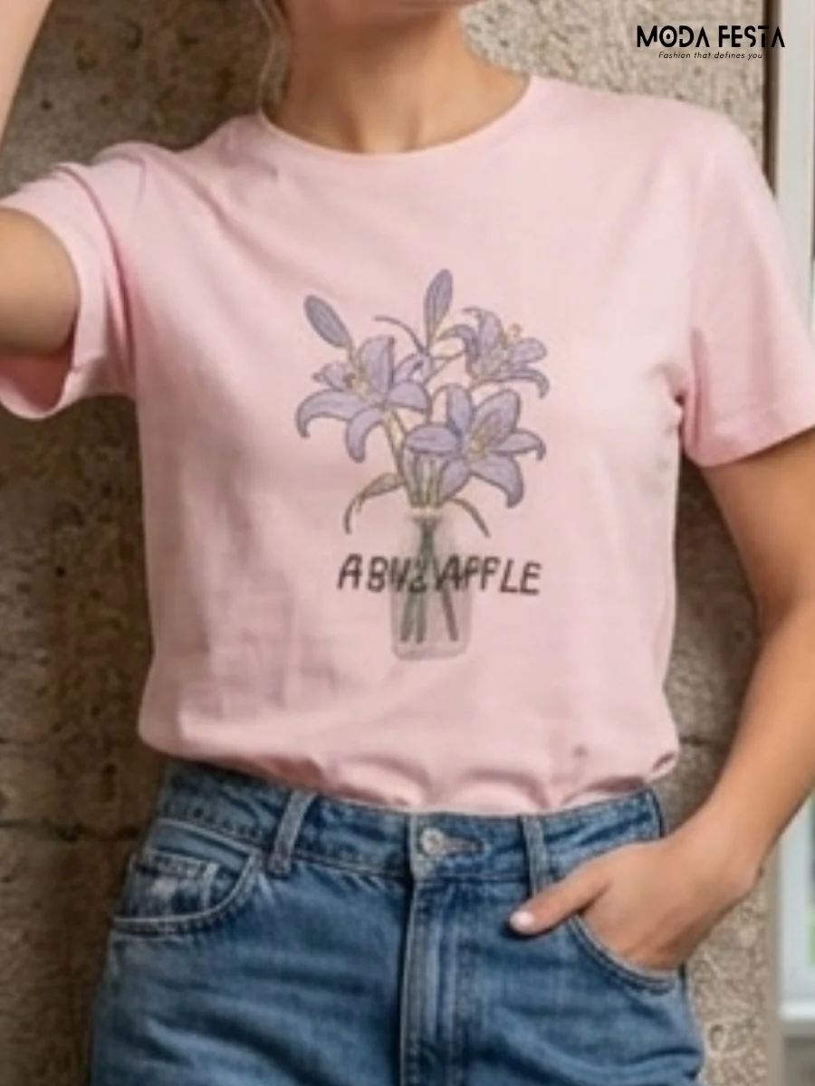 ModaFesta -pink-floral-graphic-tee