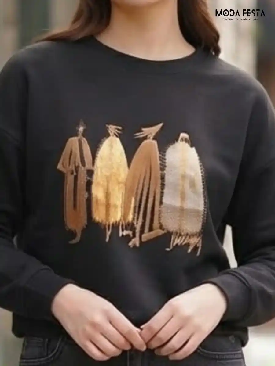 ModaFesta -black-graphic-print-oversized-t-shirt