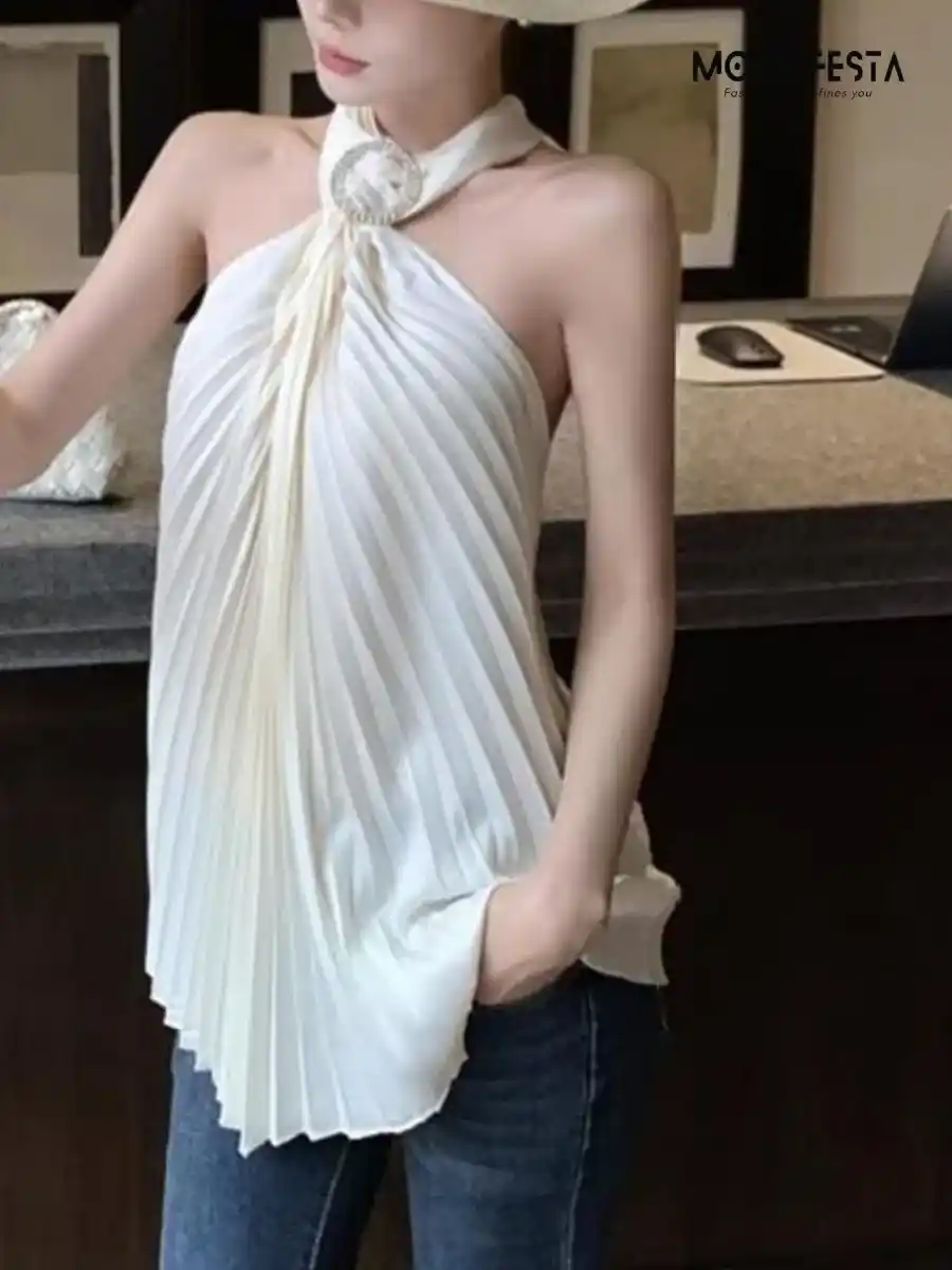 ModaFesta -stunning-pleated-party-top-beige