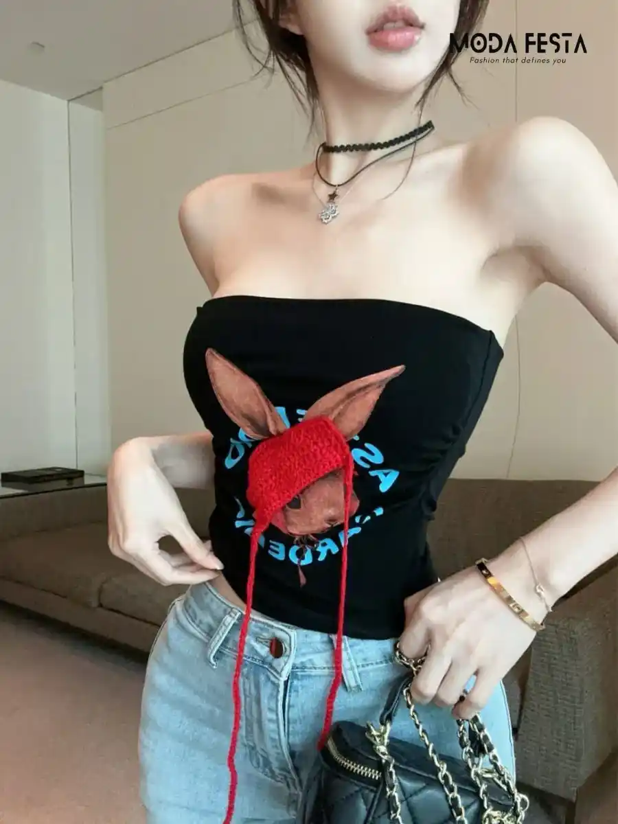 ModaFesta -teddy-bear-tube-top-black