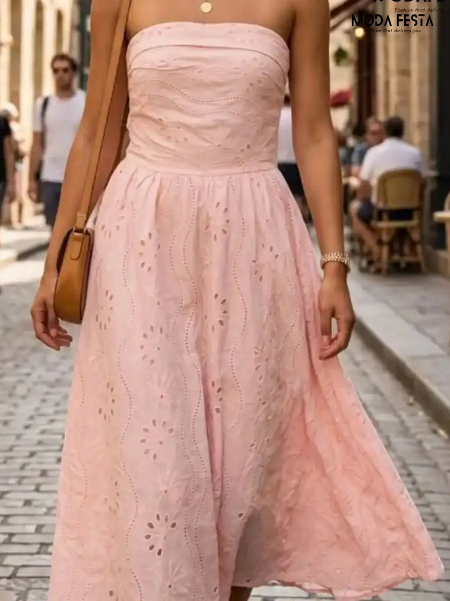 Elegant Chikan Tube Dress