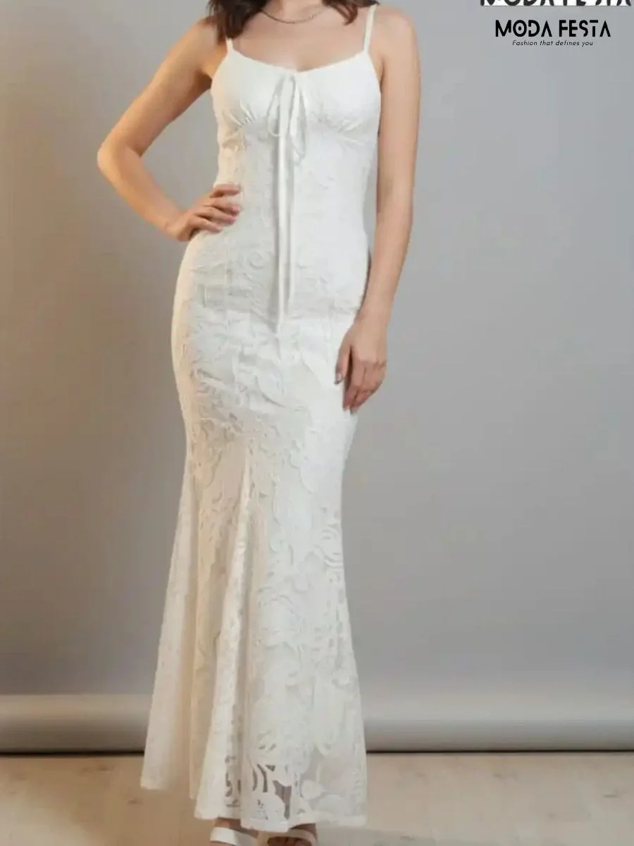 Elegant Floral Lace Dress With Scraf