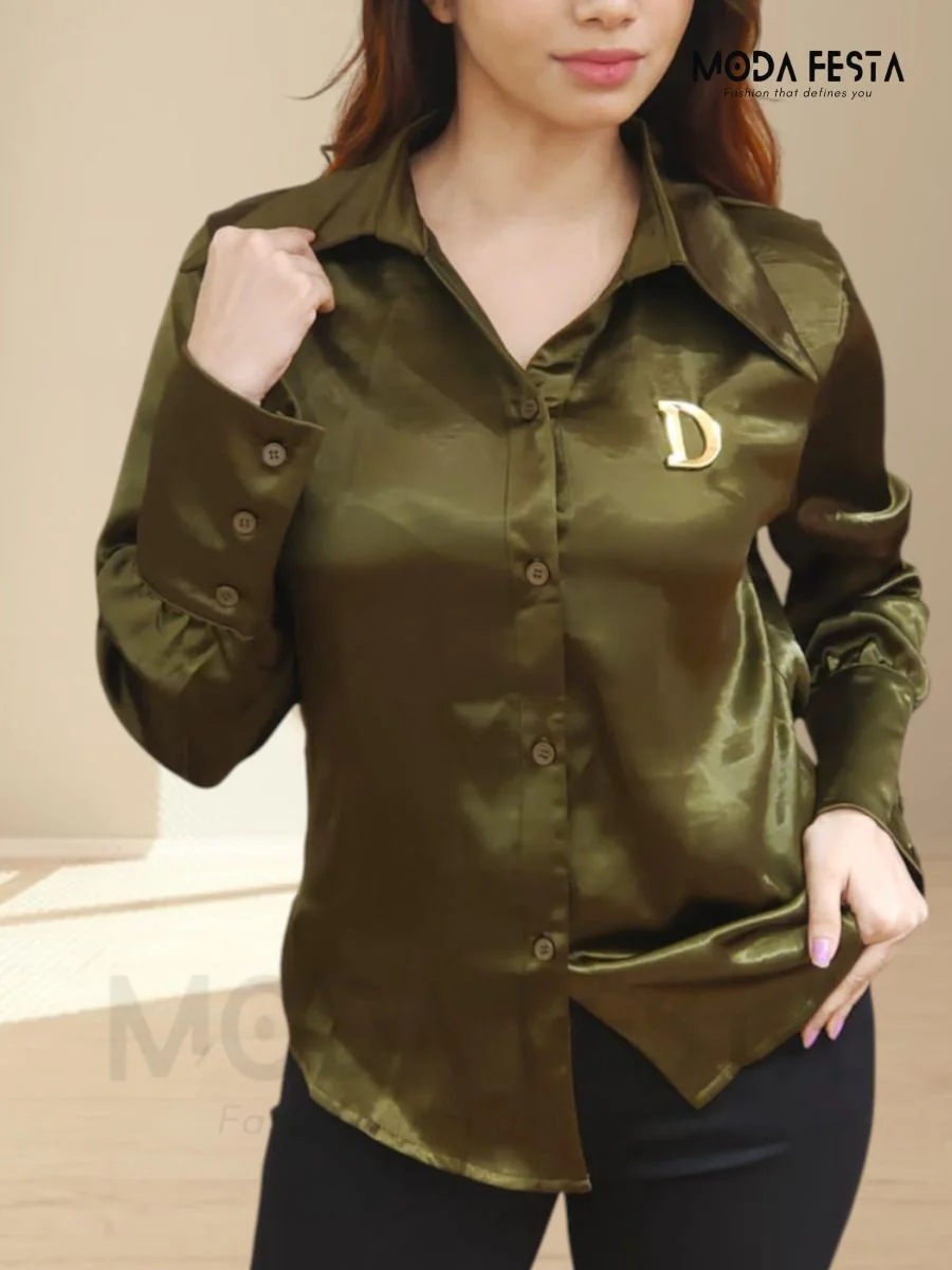 ModaFesta -green-satin-shirt-formal-wear-for-women