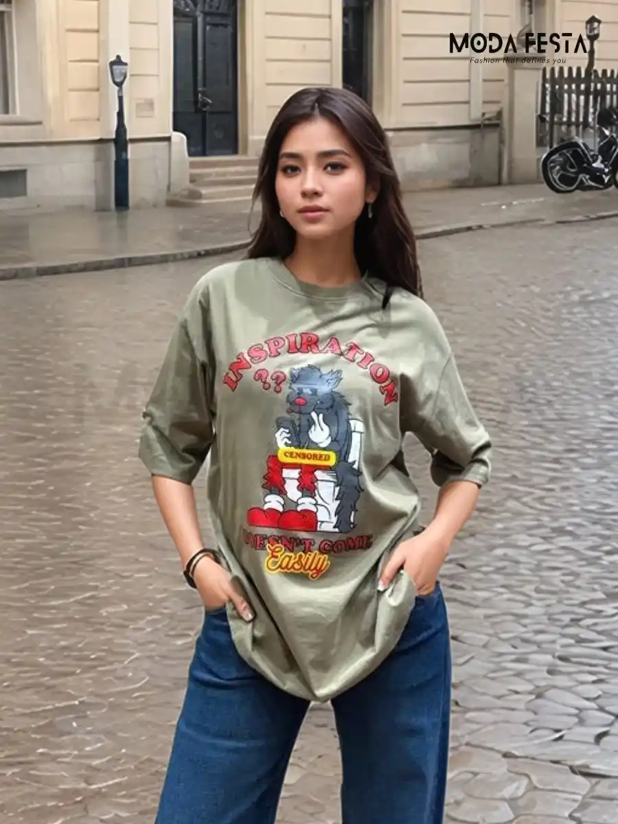 ModaFesta -memes-printed-t-shirt-brown