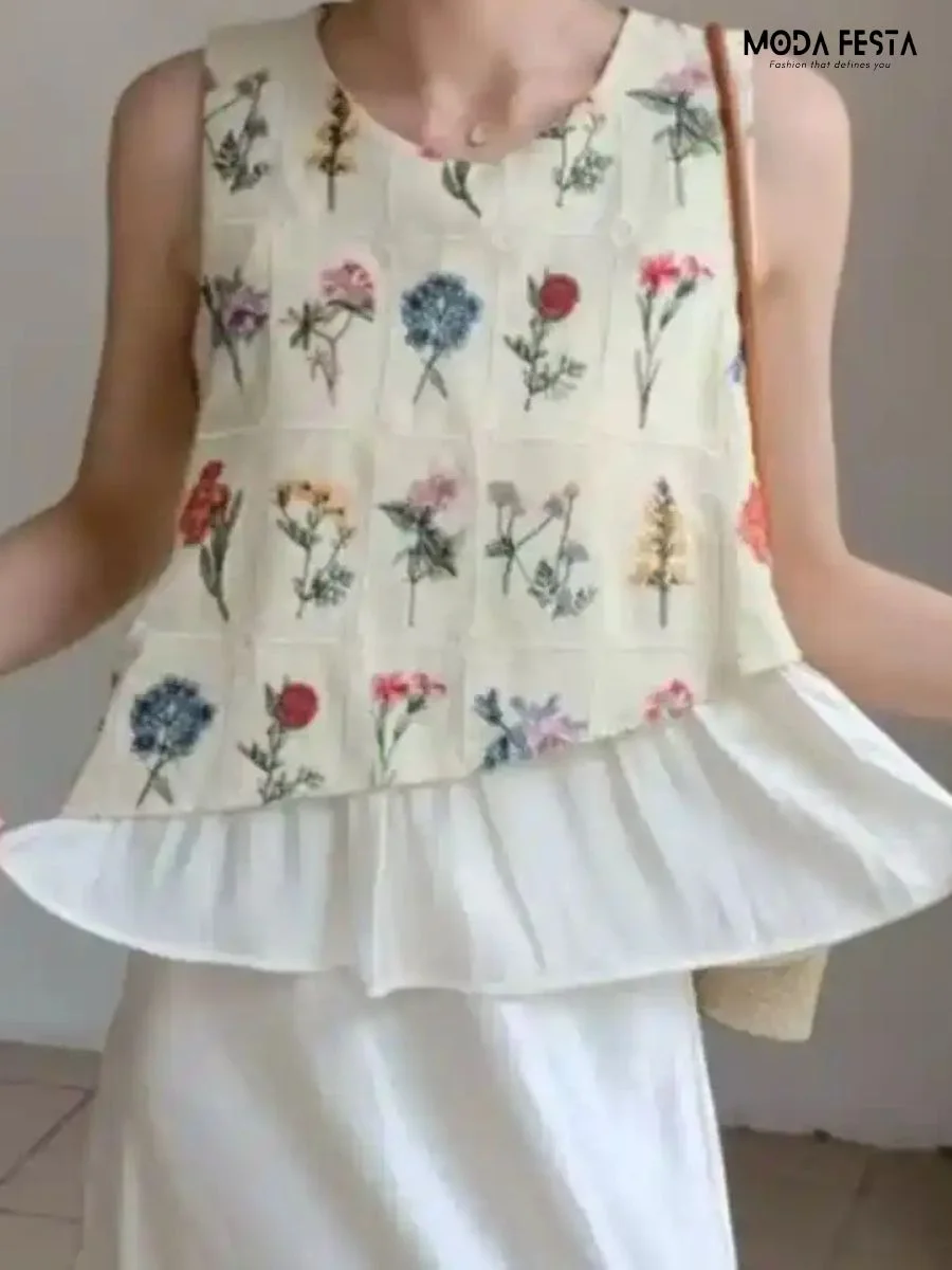 Floral Embroidered Peplum Top