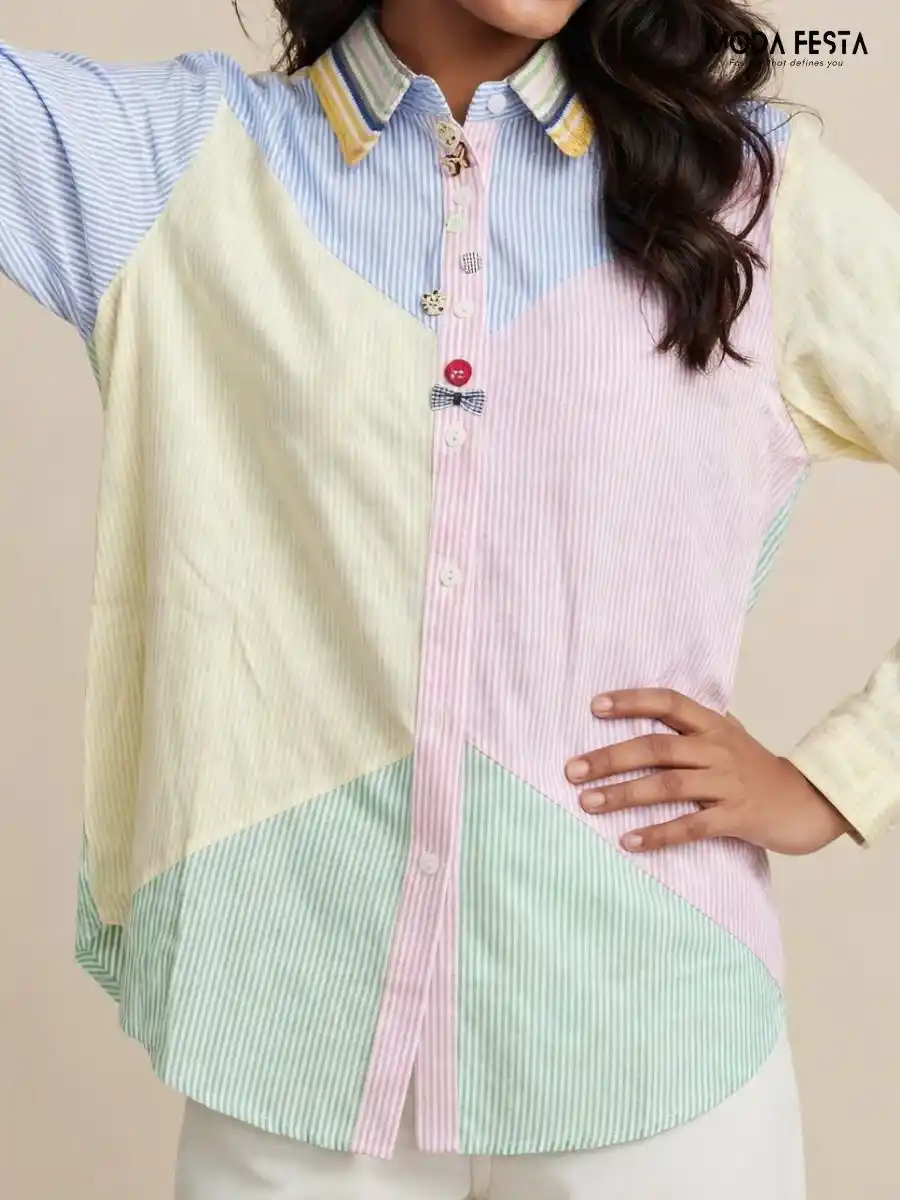 ModaFesta -pastel-colorblock-striped-long-sleeve-shirt