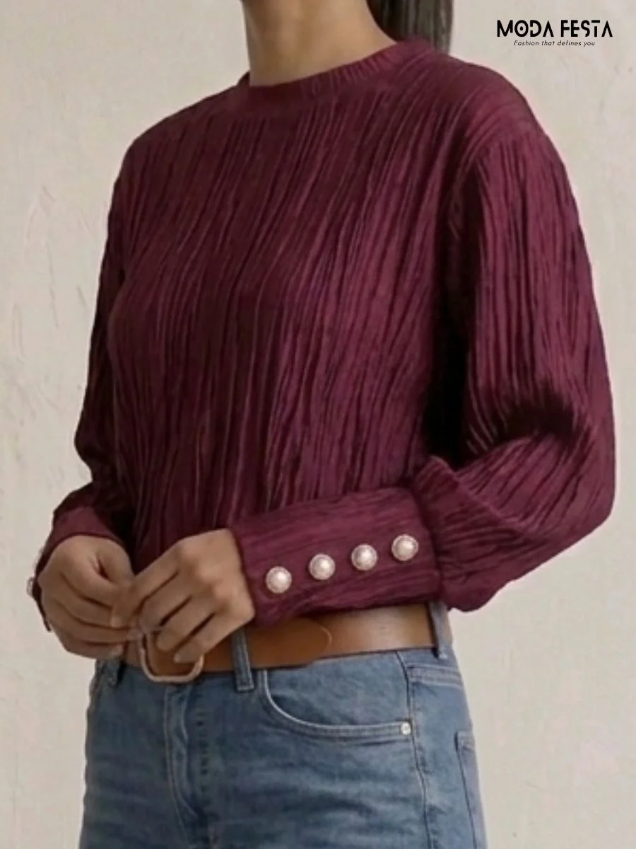 ModaFesta -maroon-pleated-tunic