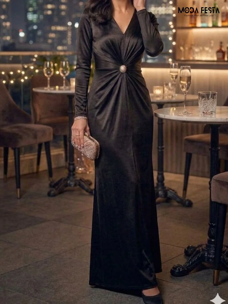 Midnight Radiance Satin Evening Gown