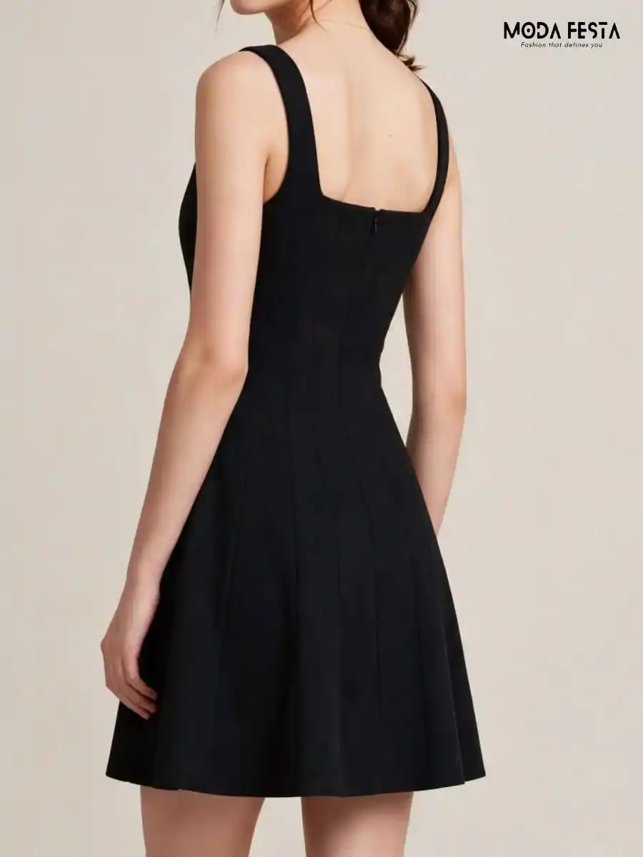ModaFesta -black-square-neck-a-line-dress