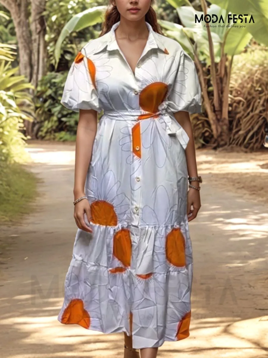 ModaFesta -elegant-print-dress-white