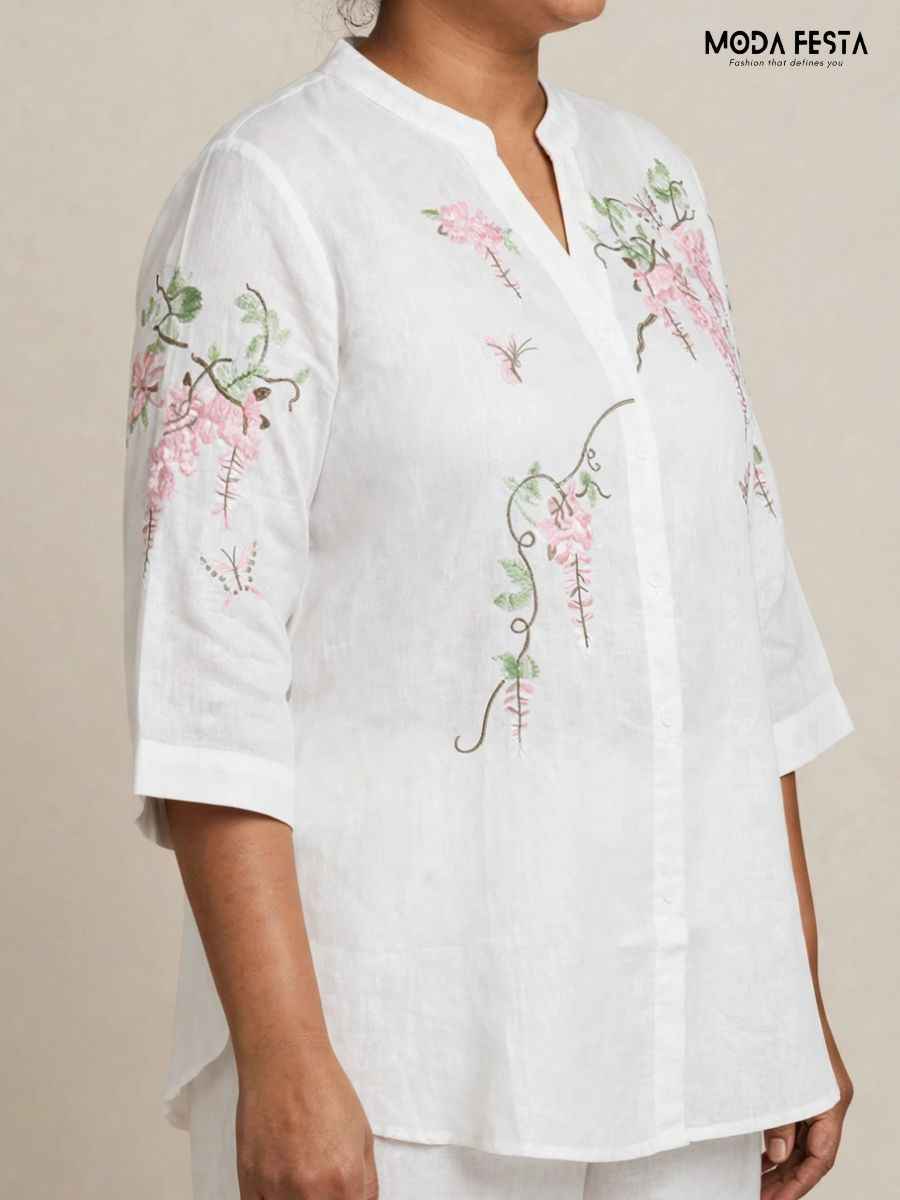 ModaFesta -white-floral-and-butterfly-embroidered-casual-shirt