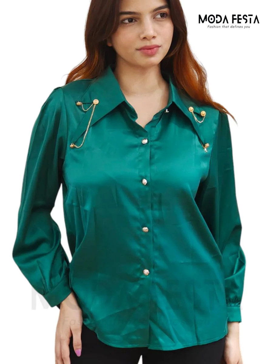 ModaFesta -elegant-style-satin-shirt-green