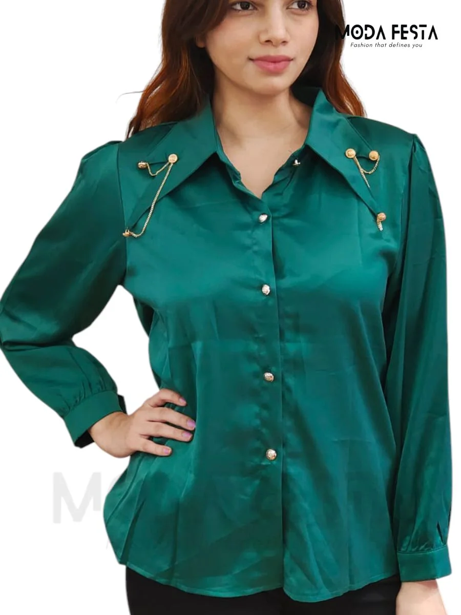 ModaFesta -elegant-style-satin-shirt-green