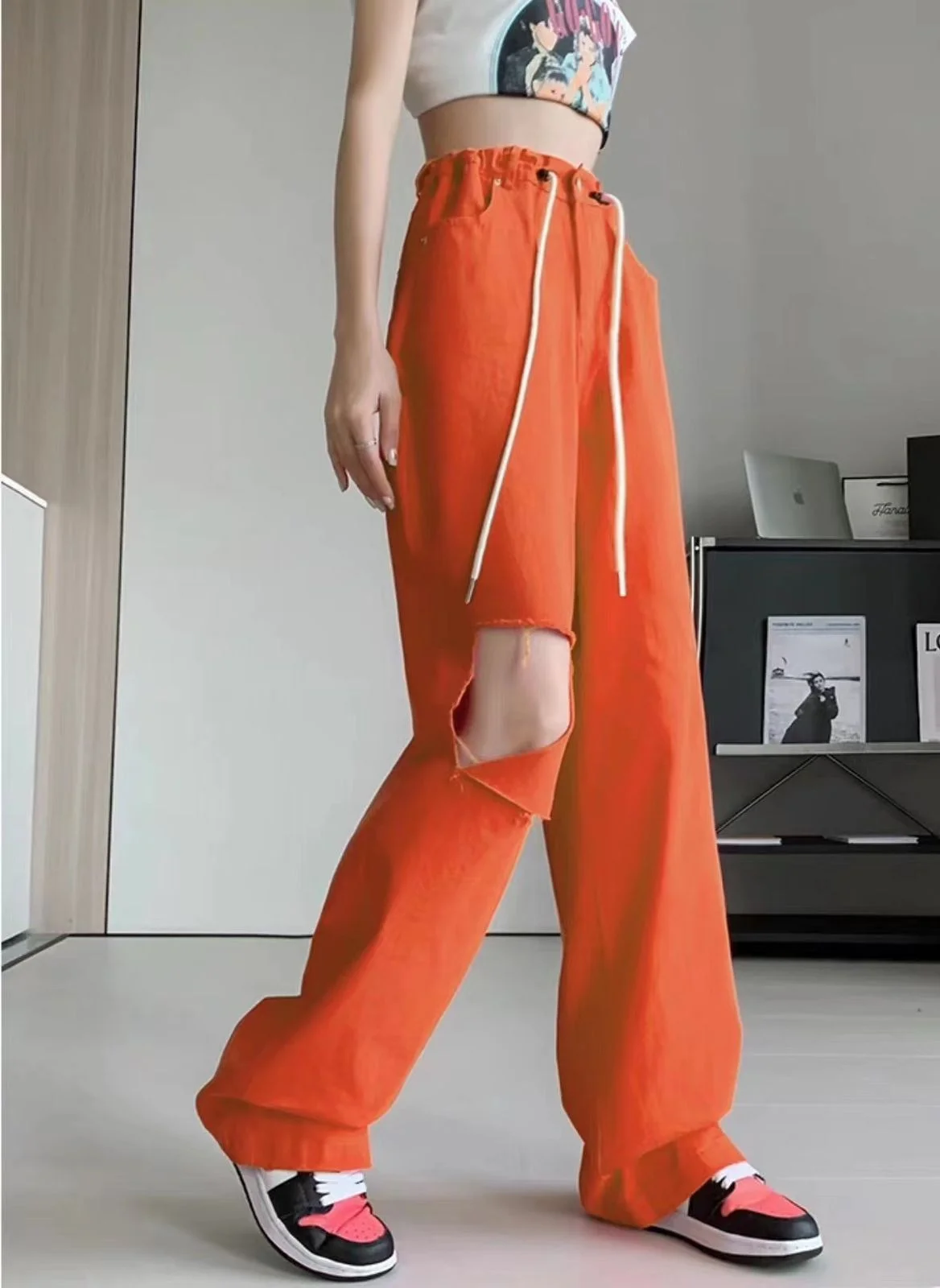 ModaFesta -orange-ripped-denim