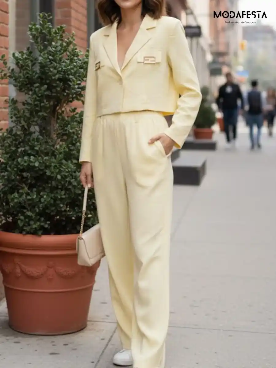 ModaFesta -trendy-midtown-blazer-coord-set-yellow