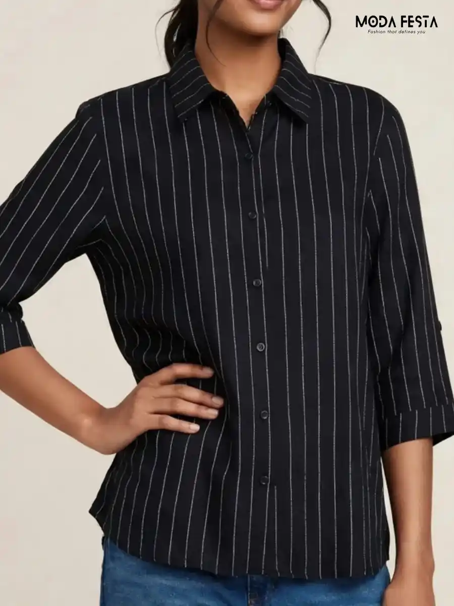 Pinstriped Button-Down Shirt