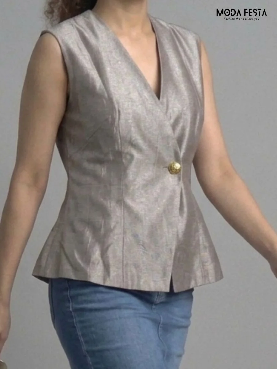 ModaFesta -metallic-shimmer-peplum-vest