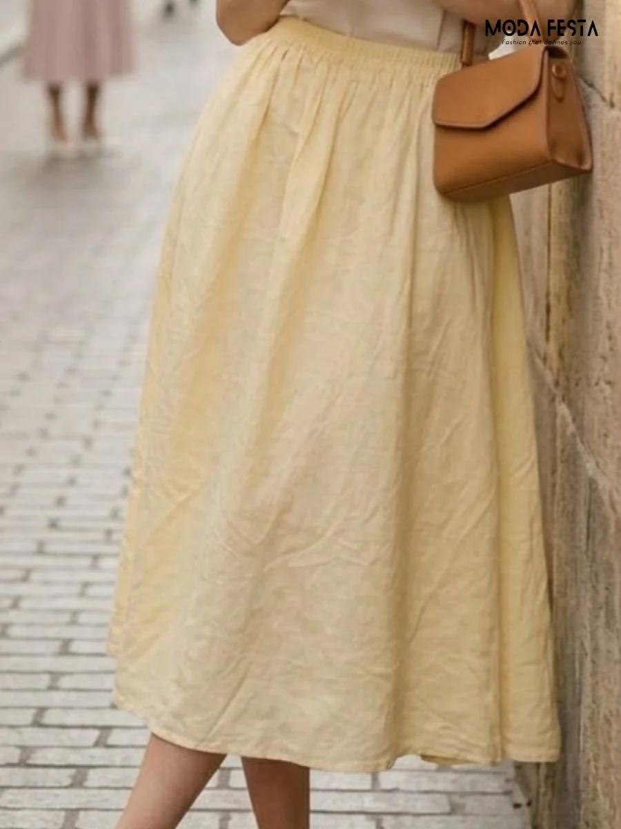 Yellow Linen Maxi Skirt