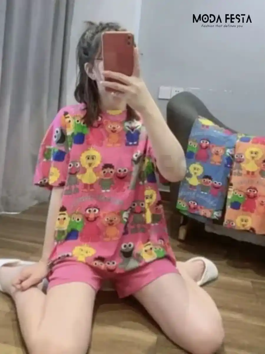 ModaFesta -sesame-street-printed-tshirt-pink