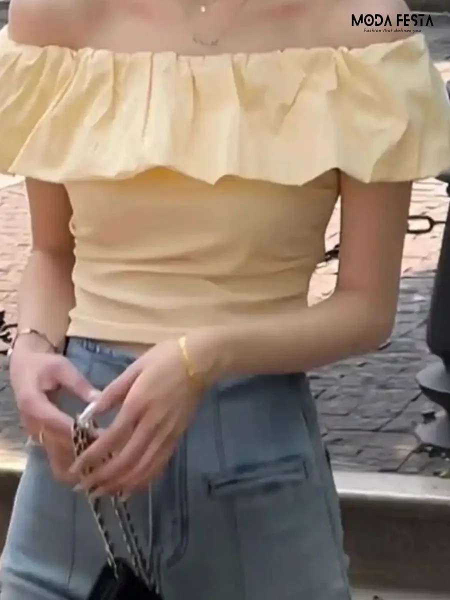 Elegant Off Shoulder Ruffle Top