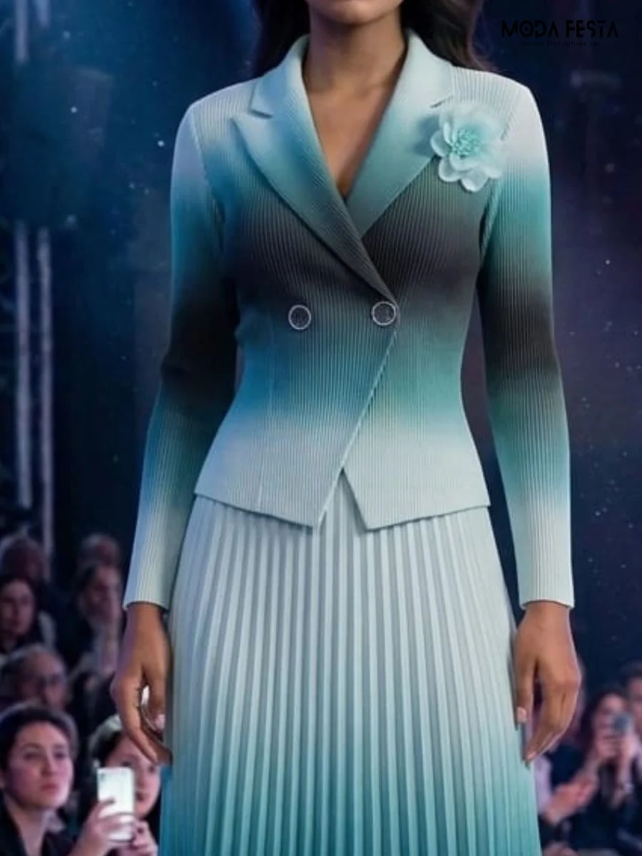 ModaFesta -ombre-pleated-blazer-dress-sea-green