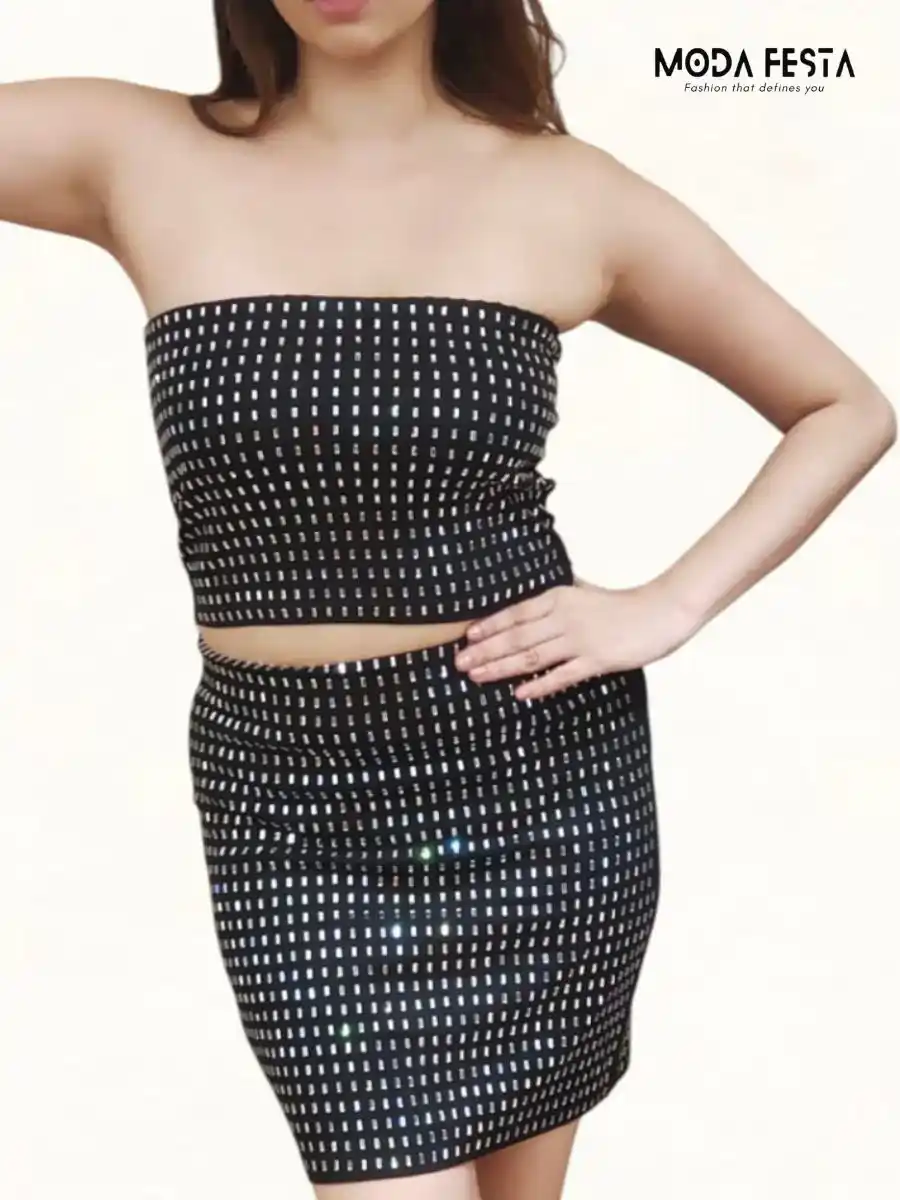 ModaFesta -rhinestone-tube-coord-set-black