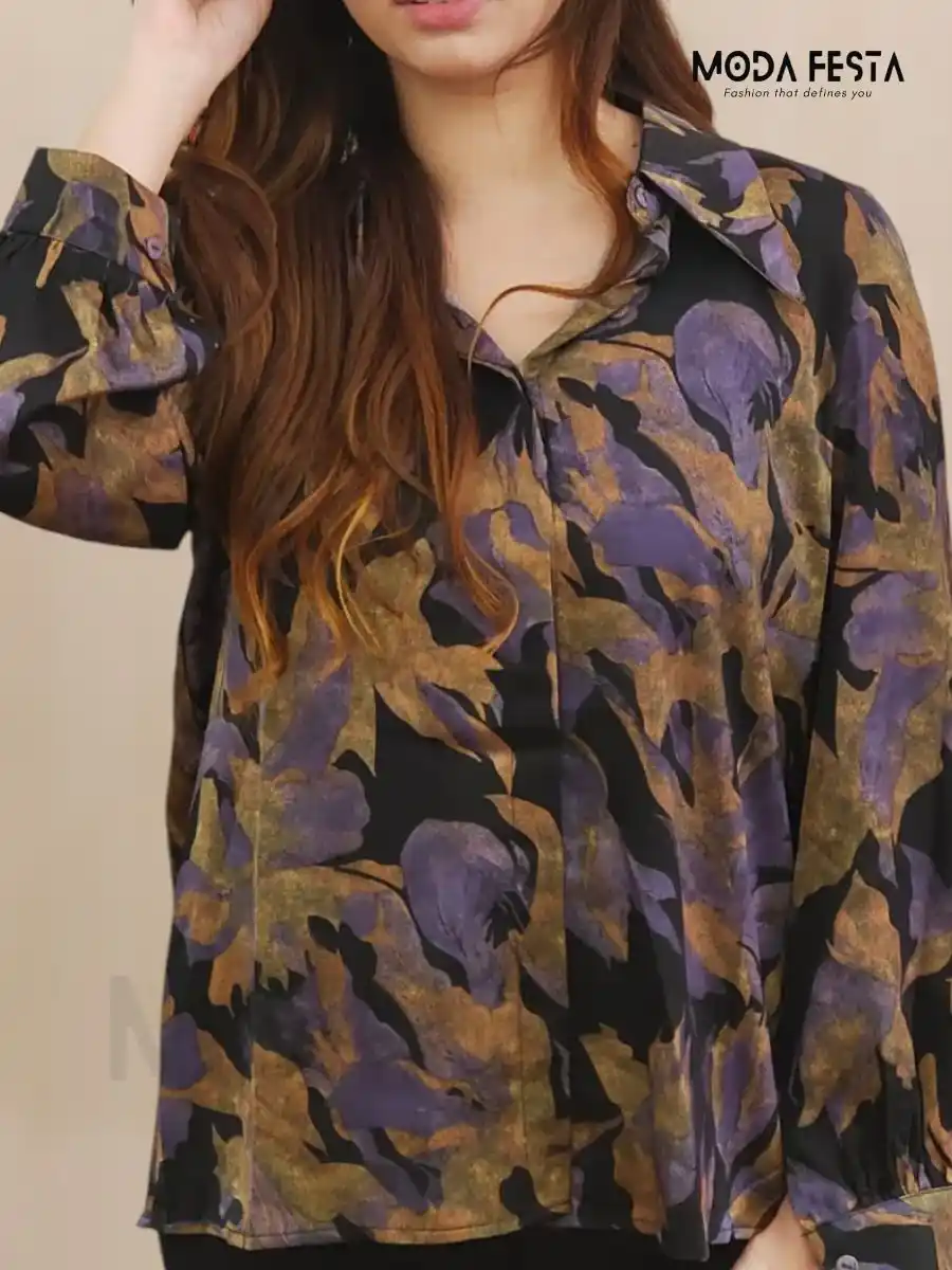 ModaFesta -floral-printed-satin-shirt-black