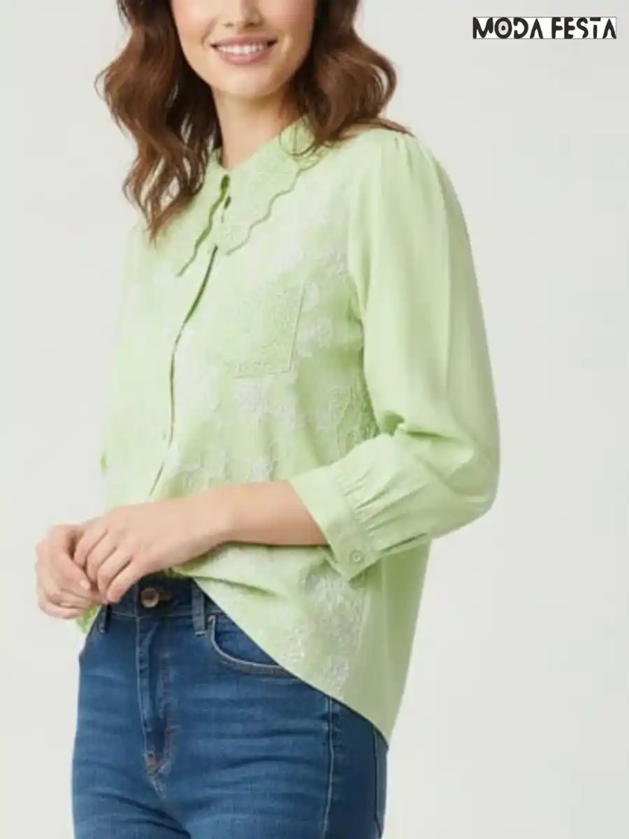 ModaFesta -elegant-green-embroidered-shirt