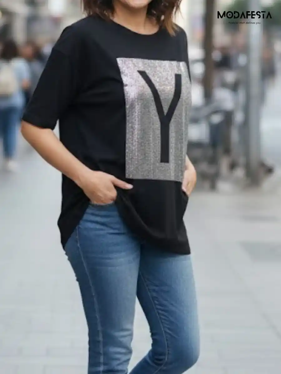 ModaFesta -elegant-sequin-y-oversize-t-shirt-black