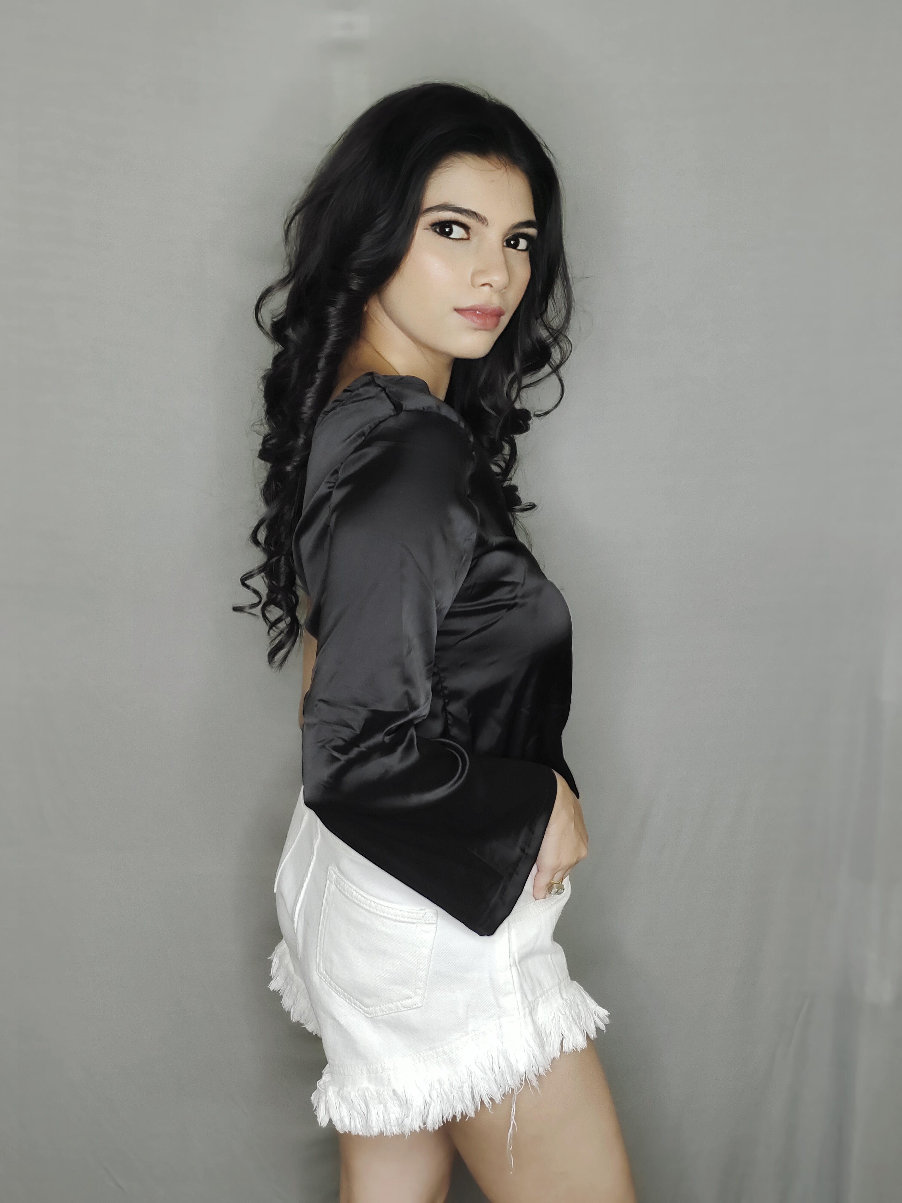 ModaFesta -one-shoulder-satin-top-black