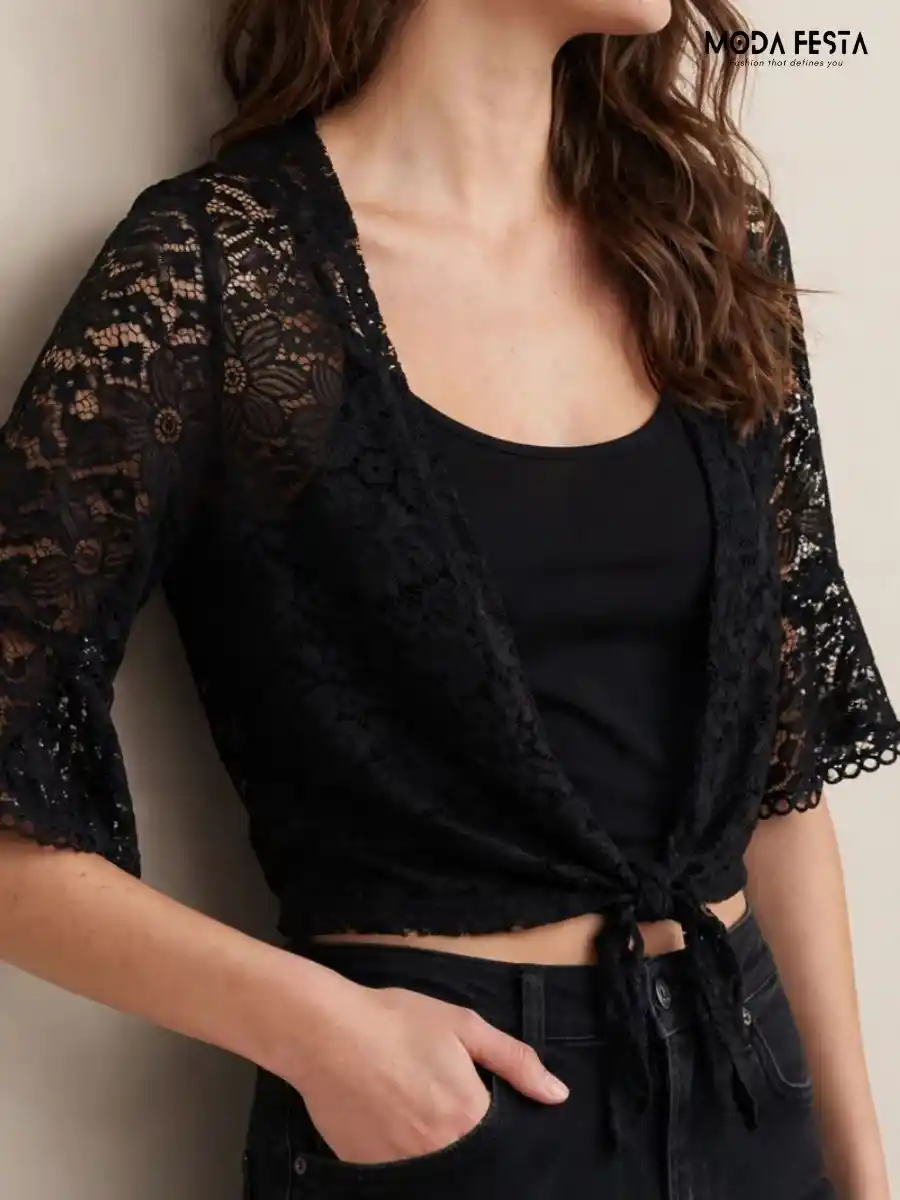 ModaFesta -black-lace-crop-shrug