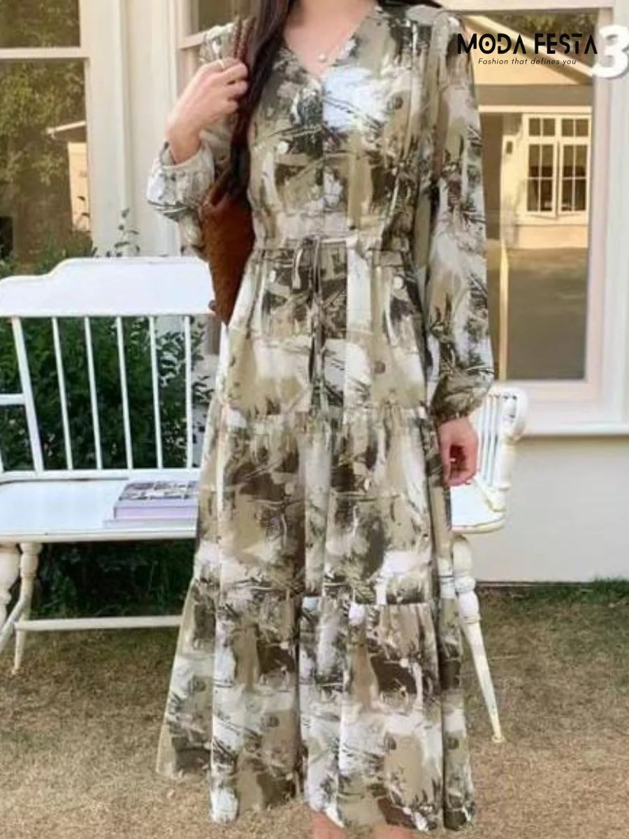 ModaFesta - floral-print-long-dress-green