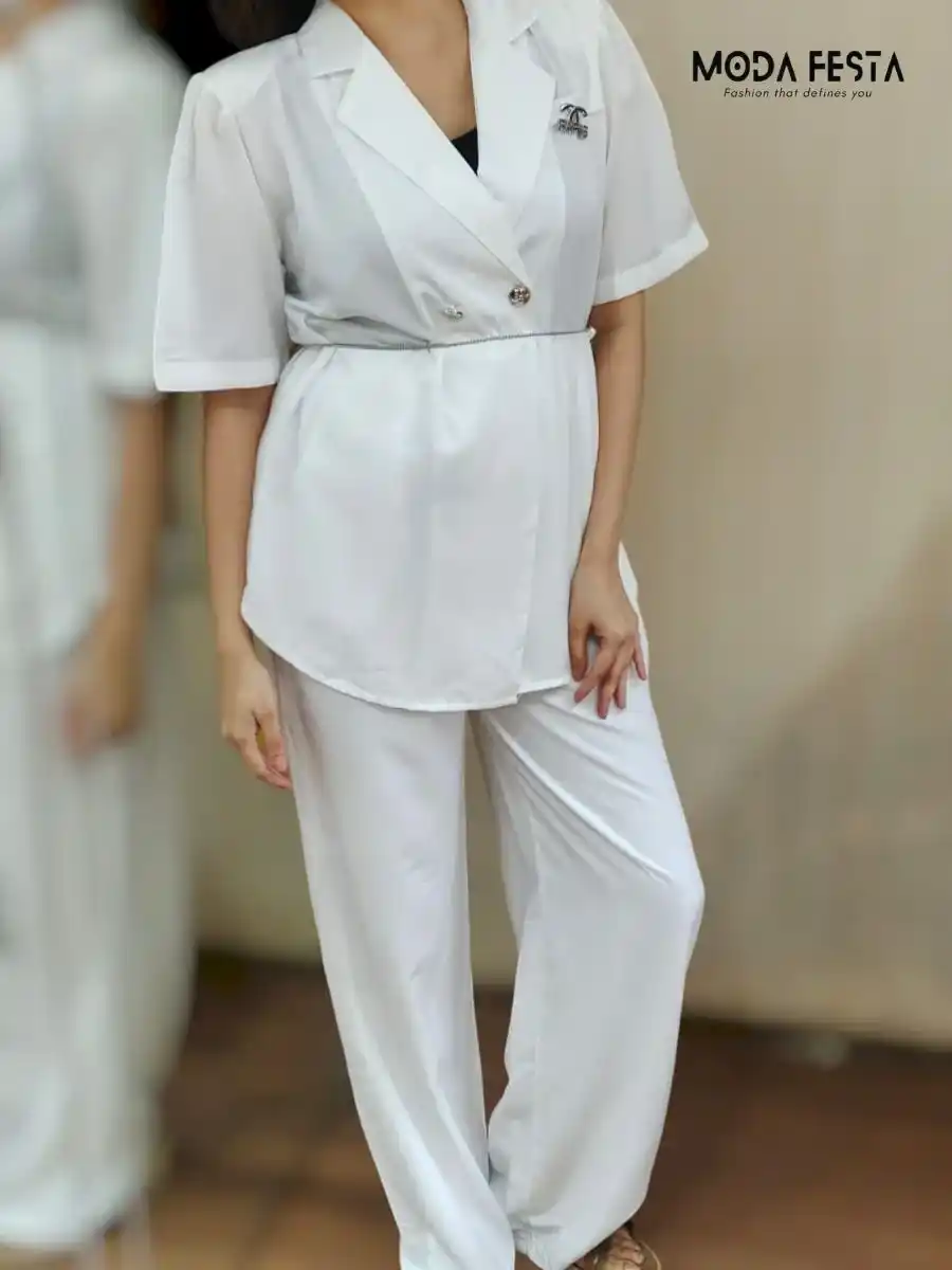 ModaFesta - unique-blazer-style-coord-set-white