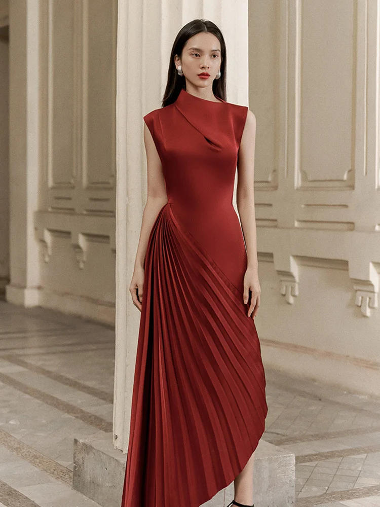 ModaFesta - peirse-luxury-irregular-pleated-evening-dress-maroon